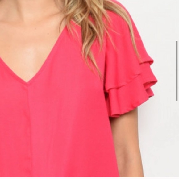 Coral Tie Front Blouse - Picture 2 of 2